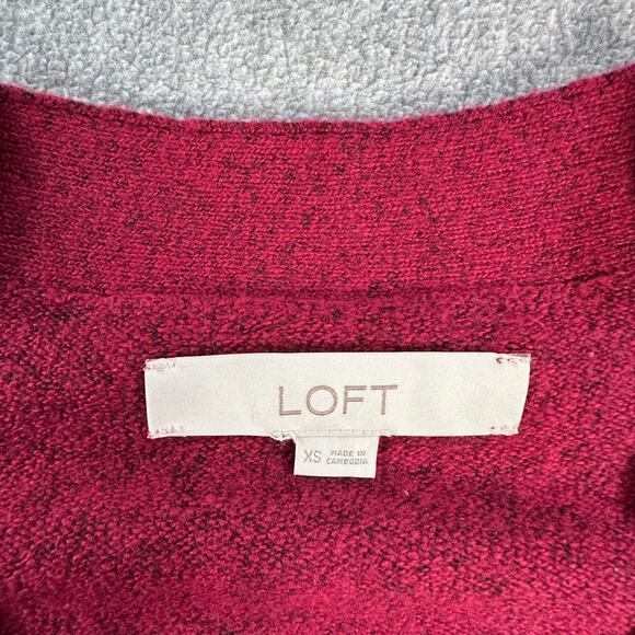 LOFT Colorblock Knit Cardigan Sweater Women's X-Small Button Front Burgundy - Picture 4 of 9